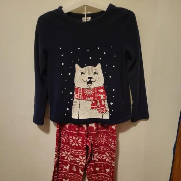 Land s End Girls Size 10 Navy and Red Pajamas